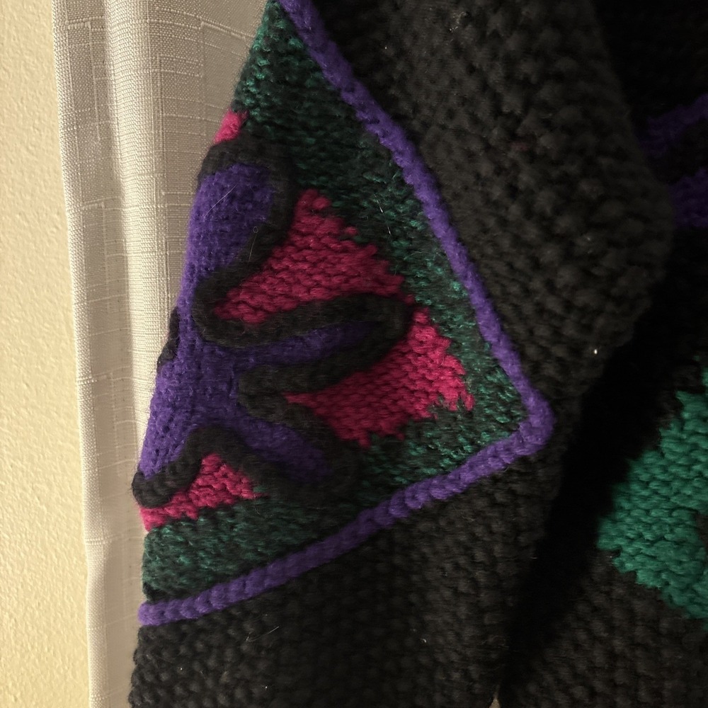 Vtg Nordstrom 100% Wool Hand Knit Sweater Womens L Chunky New Wave Ski 80s SW - Picture 4 of 11